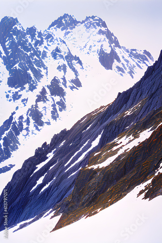 High mountain pass, snow, tension, danger, beauty. Caradhras Pass. generative AI photo