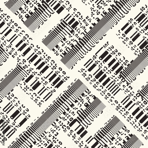 Monochrome Glitch Effect Textured Broken Striped Pattern