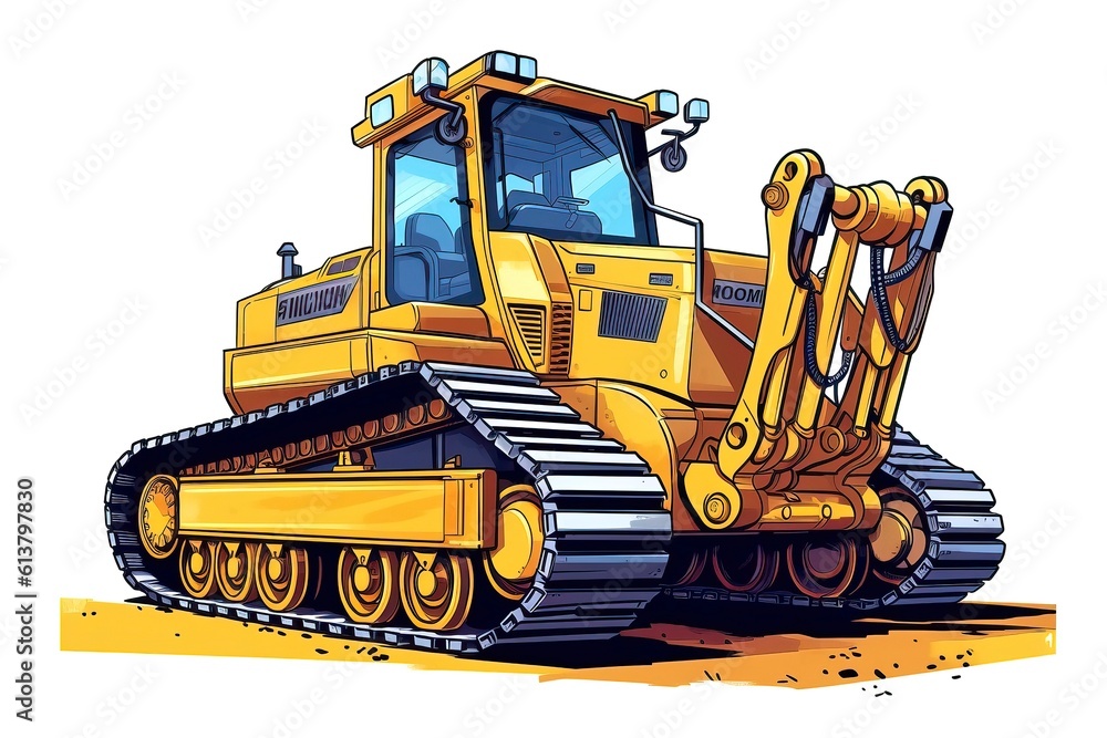 Obraz premium Crawler Buldozer Illustration. Transportation illustration. Generative AI 