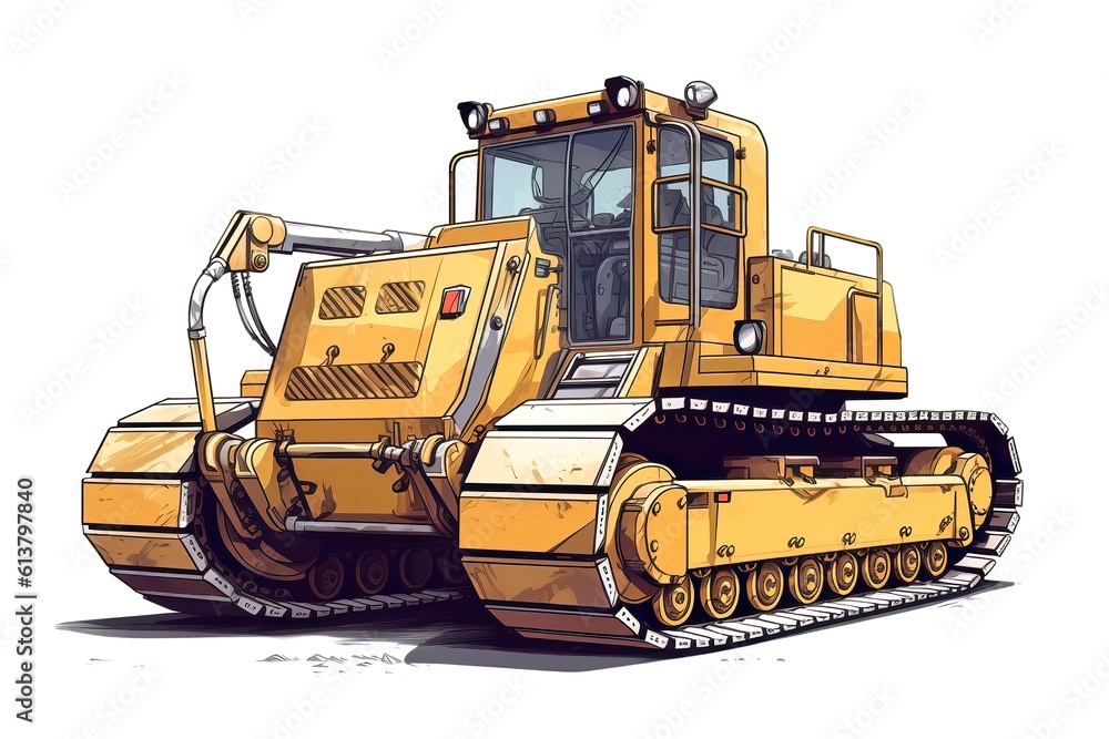 Obraz premium Crawler Buldozer Illustration. Transportation illustration. Generative AI