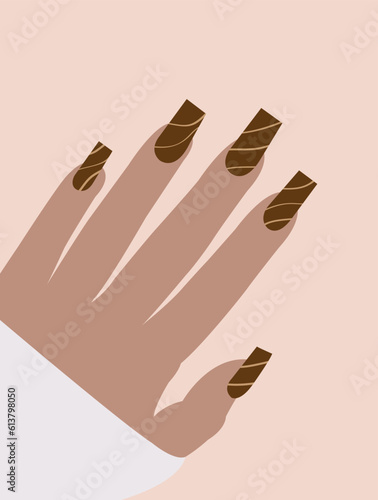 Illustration of nails on a pink background.