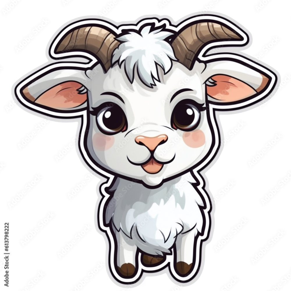 goat cute character sticker, Generative AI goat cute character sticker, Generative AI