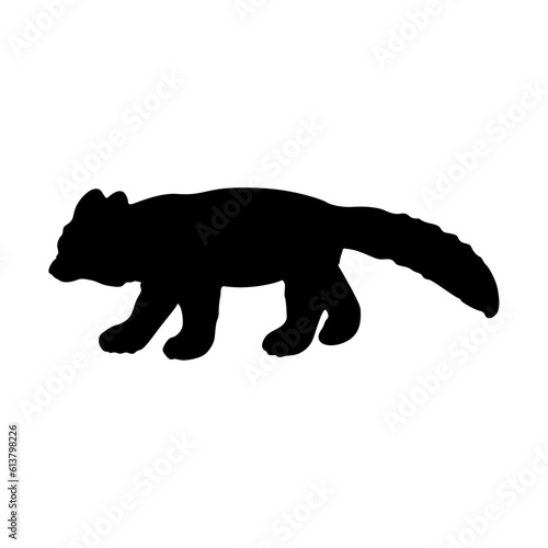 Walking Red Panda Silhouette. Good To Use For Element Print Book, Animal Book and Animal Content