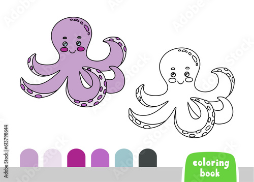 Coloring Book for Children Octopus Page for Books Magazines Vector Illustration Template