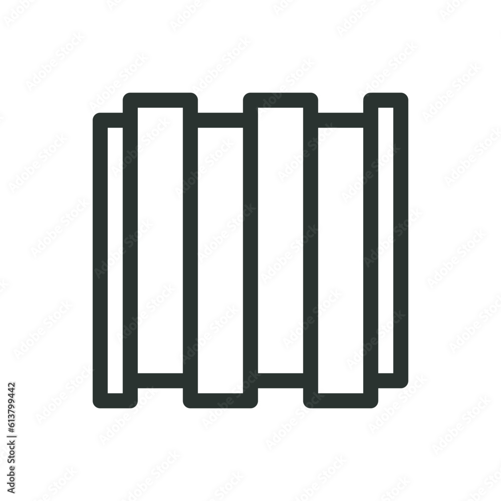 Rib metal roof panel isolated icon, metal roofing sheet vector icon with editable stroke Rib metal roof panel isolated icon, metal roofing sheet vector icon with editable stroke