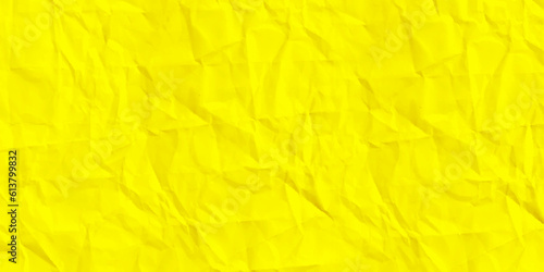 Colorful yellow crumpled paper texture. Rough grunge old blank. Colored background. Vector illustration
