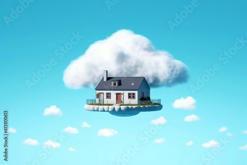 Home Floating on Clouds Serenity and Elevated Living. Generative AI