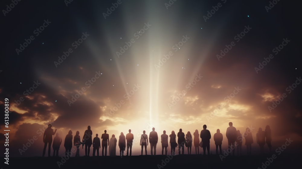 People watching the sunrise at the top of the mountain. Generative ai People watching the sunrise at the top of the mountain. Generative ai