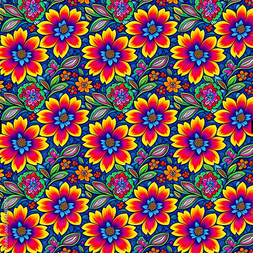 colorful seamless pattern with flowers © Kuma