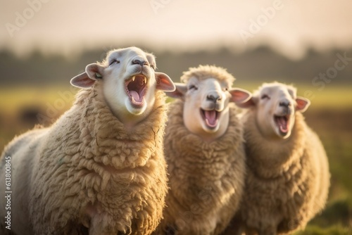 Joyful Sheep Bursting into Laughter. Generative AI © Haider