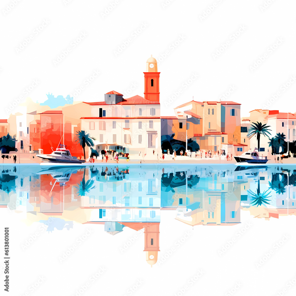 Beautiful view of the small town of Saint-Tropez, France