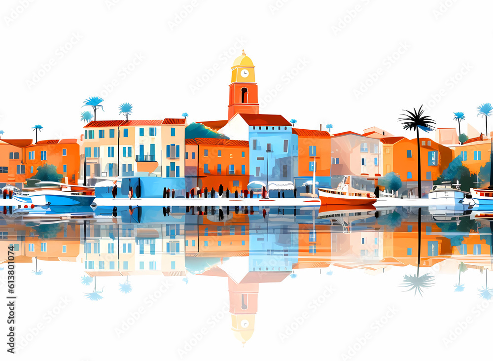 Beautiful view of the small town of Saint-Tropez, France