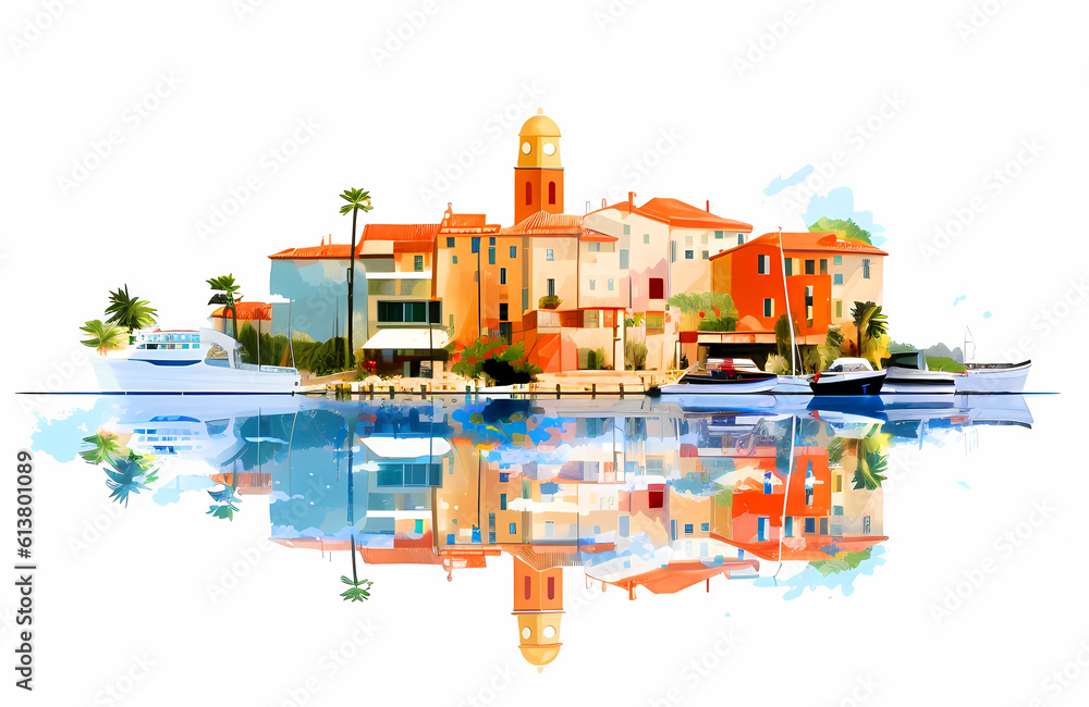 Beautiful view of the small town of Saint-Tropez, France