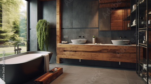 Modern contemporary bathroom in a luxury apartment