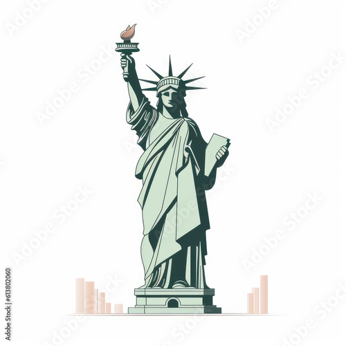 Illustration of the Statue of Liberty in New York City. Symbol  emblem  label  logo design. Generative AI.