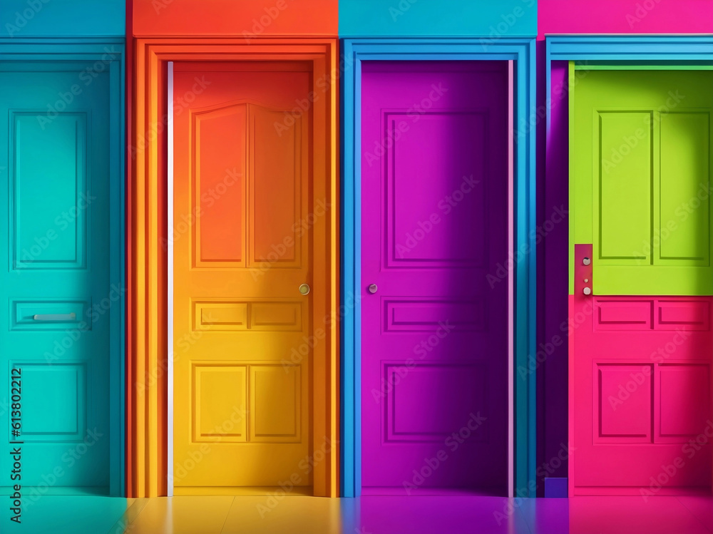 A Colorful portal doors, Generative AI Illustration.