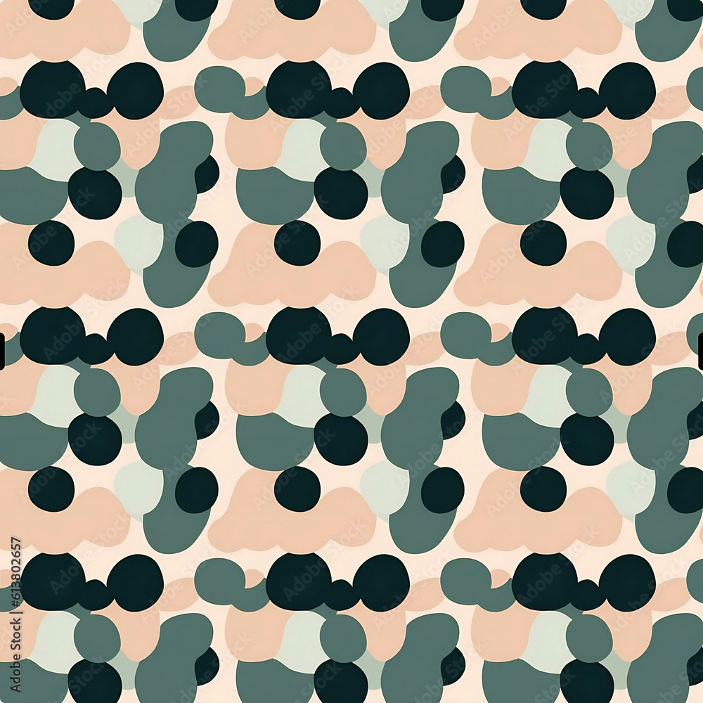 seamless green, white, black and peach pattern with dots seamless green, white, black and peach pattern with dots