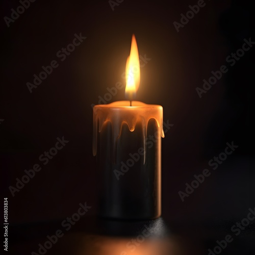 A candle being lit in a close up against a dark background. Generative AI