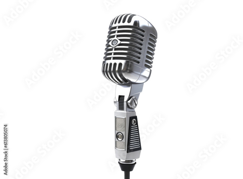 Old microphone isolated on white background. Generative AI