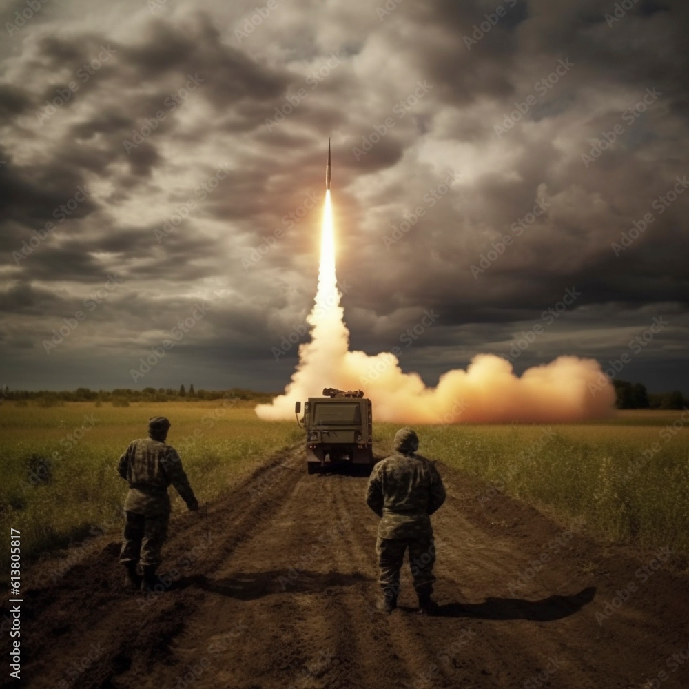 Soldier Riding Rocket Soldiers in full battle gear with rocket launchers, AI generated ...