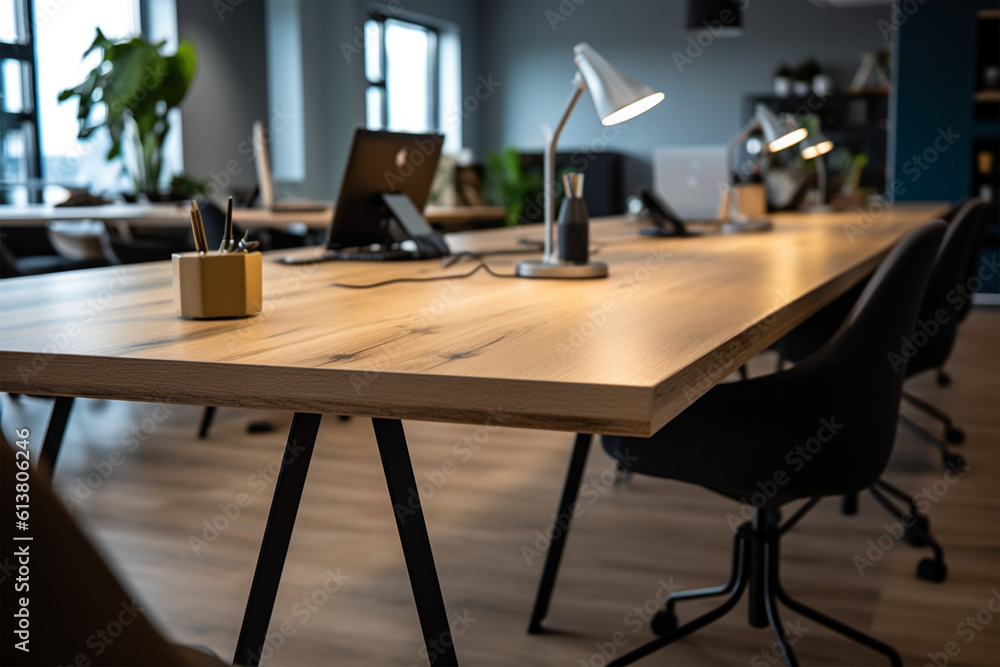 an office with wood desks and glass walls, in the style of high detailed, grey academia, wood, photo-realistic landscapes, vintage minimalism, light silver and light brown an office with wood desks and glass walls, in the style of high detailed, grey academia, wood, photo-realistic landscapes, vintage minimalism, light silver and light brown
