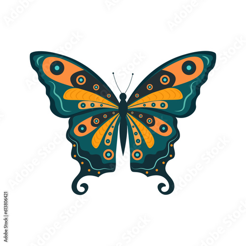 Butterfly with colorful print, isolated on white background vector illustration art © BlackMirageArt