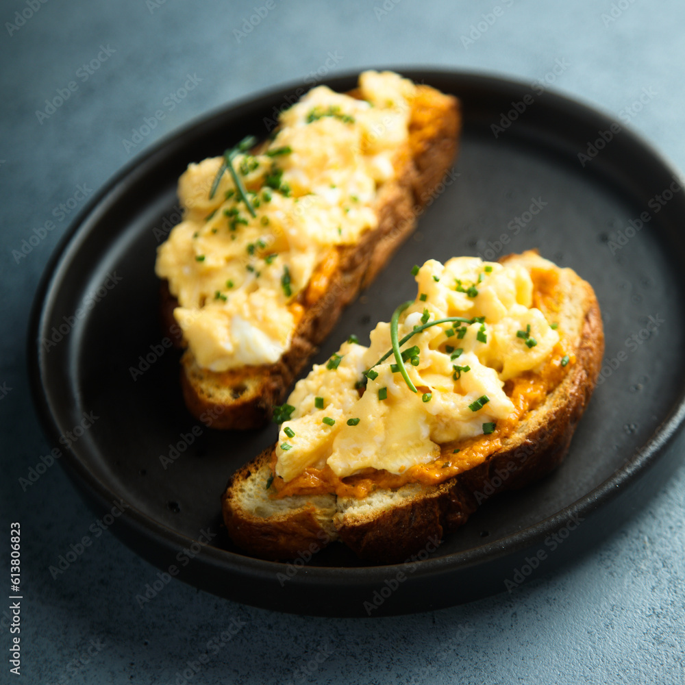 Homemade scrambled eggs on toast Homemade scrambled eggs on toast