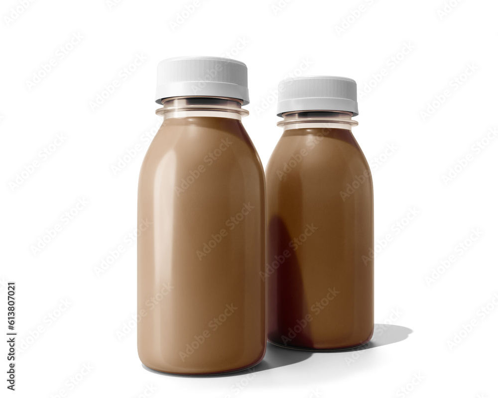 Coffee bottle packaging isolated on transparent background, prepared for mockup, 3D render. Coffee bottle packaging isolated on transparent background, prepared for mockup, 3D render.