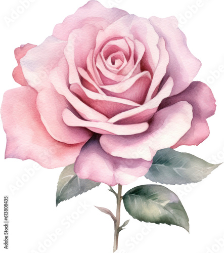 Pink Rose Flower Watercolor.Generative AI