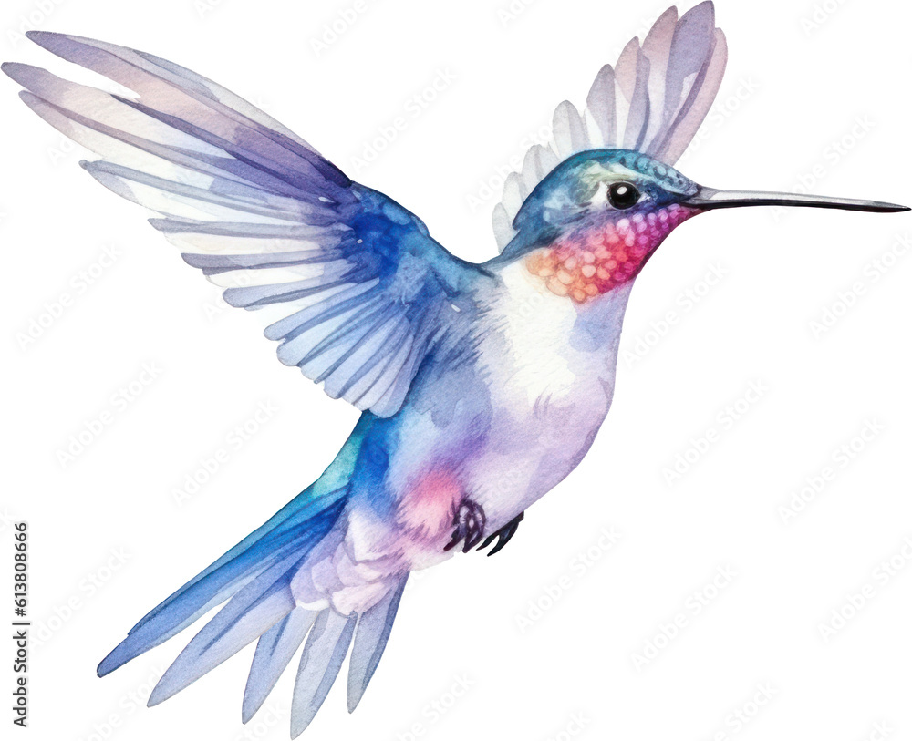 Obraz premium Bird hummingbird Watercolor Illustration.Generative AI