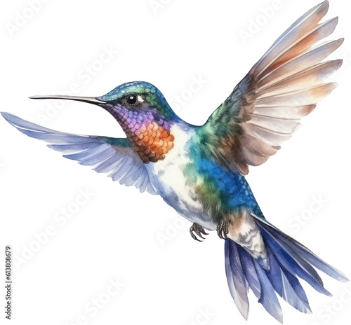 Bird hummingbird Watercolor Illustration.Generative AI