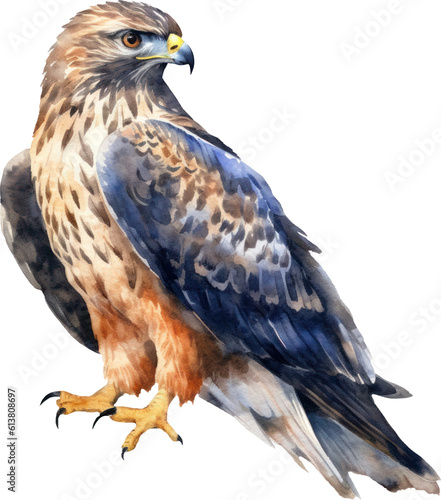 Hawk Bird Watercolor Illustration.Generative AI