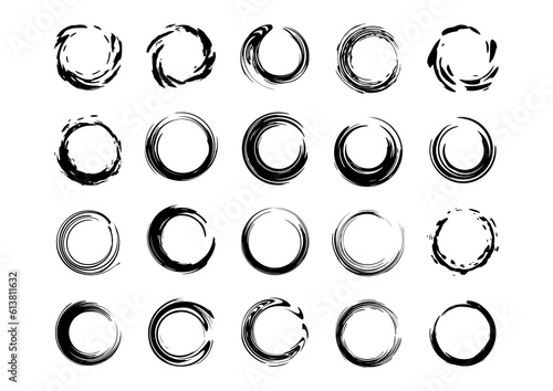 Brush stroke circle grudge vector set (21) photo