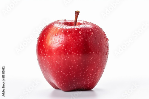 Freshness Personified: Red Apple in Sharp Focus against a White Background