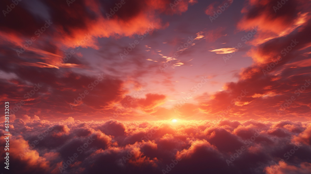 Beautiful sunrise sky background. Created with Generative AI