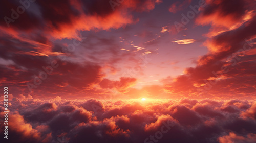 Beautiful sunrise sky background. Created with Generative AI