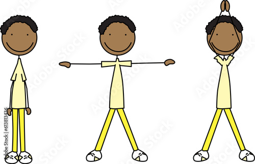 Happy kid exercises - jumping jacks