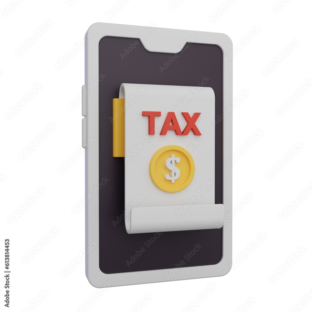 mobile tax 3D icon mobile tax 3D icon