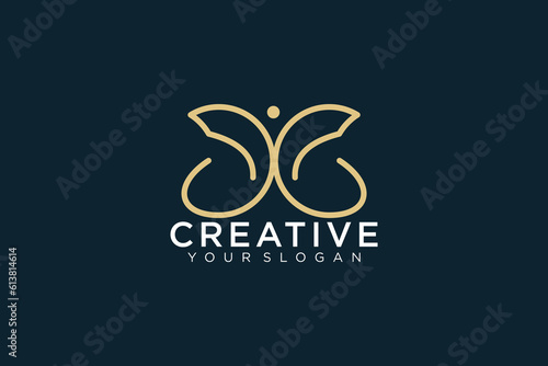 Butterfly logo. Luxury line logotype design. Universal premium butterfly symbol logotype.