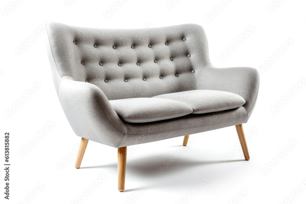 Sofa Scandinavian Style On White Background. Generative AI Sofa Scandinavian Style On White Background. Generative AI