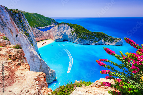 Fototapeta Naklejka Na Ścianę i Meble -  Zakynthos, Greece. Famous Navagio Beach, Greek Islands.
