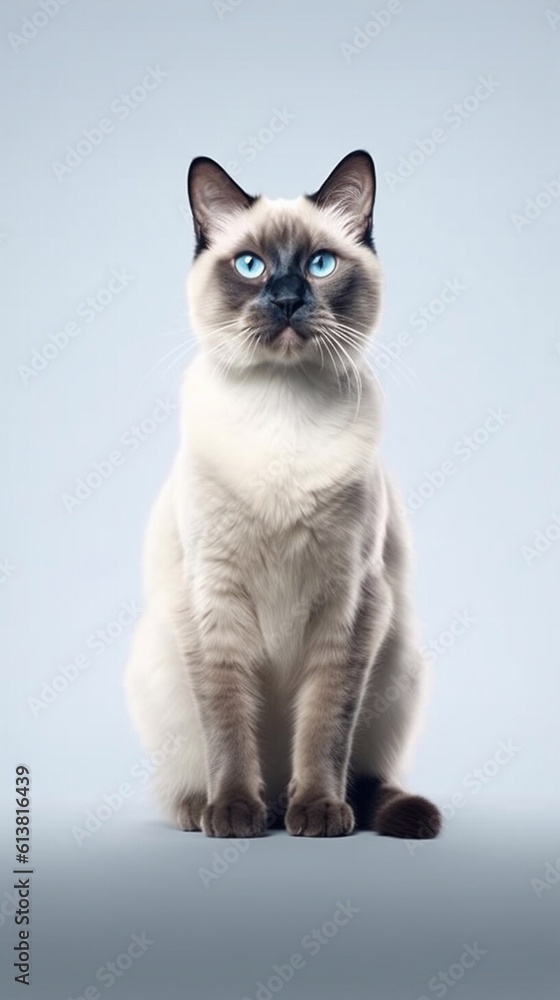 Siamese cat isolated on a white background, studio shot. Generative AI 