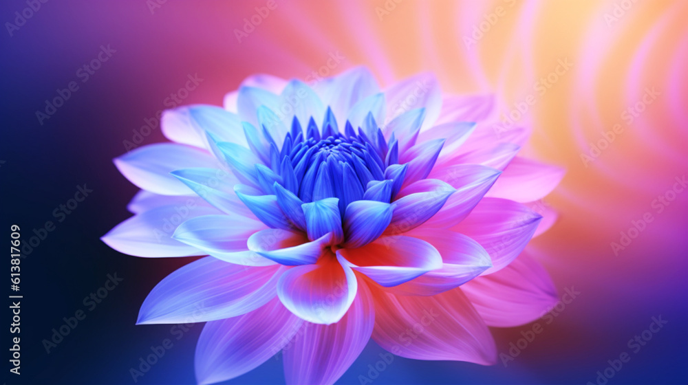 Obraz premium Gradient Meshesa Lotus Flower in Tranquil Shades of Blue and Pur