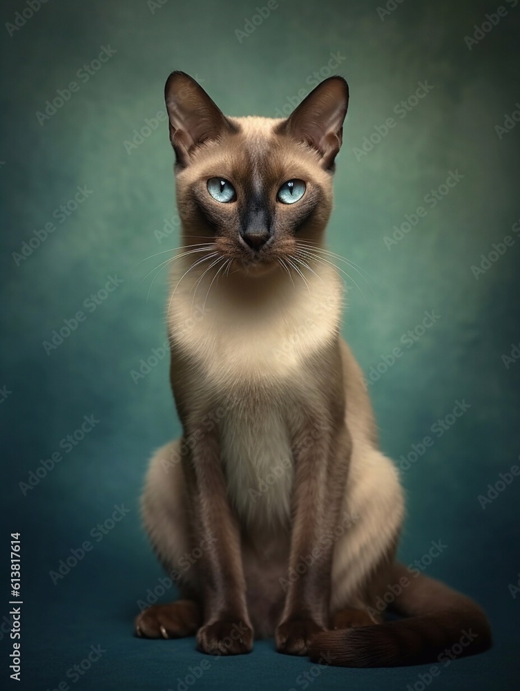 Close-up portrait of Siamese cat on black background. Generative AI Close-up portrait of Siamese cat on black background. Generative AI