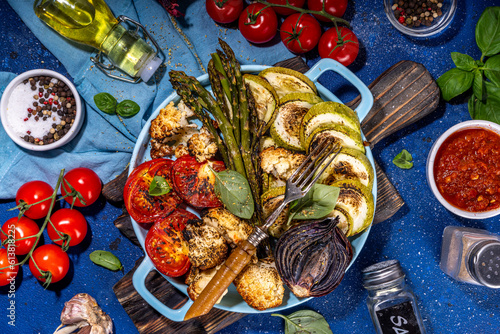 Healthy grilled bbq vegetables on pan