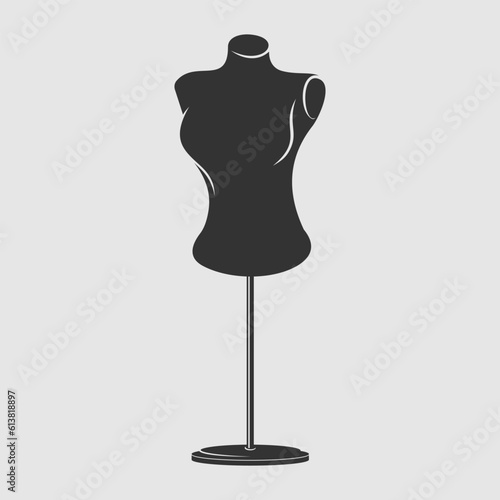 Sewing female mannequin isolated on white background. Vector illustration