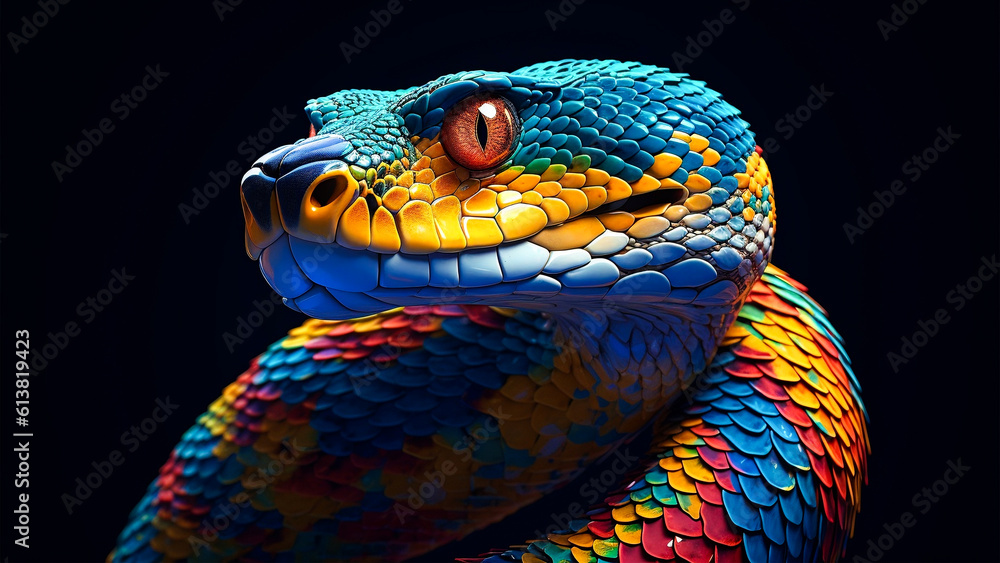Fototapeta premium Colorful snake - generative AI