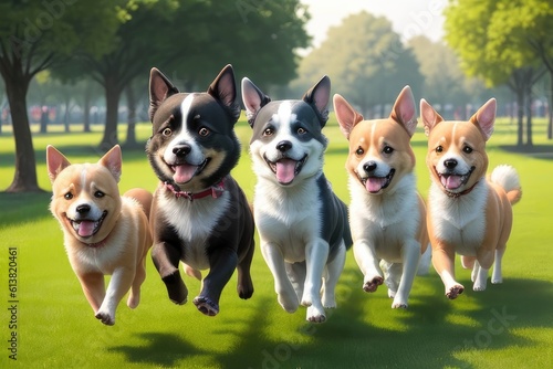group of dogs, generative ai