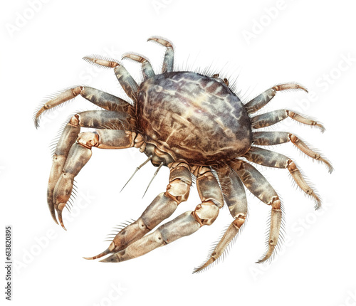 Crab isolated on white background. Ocean or sea inhabitant, marine life. Underwater creature. Generative AI.