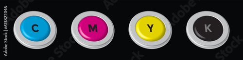 buttons set, cmyk color mode, vector illustration 